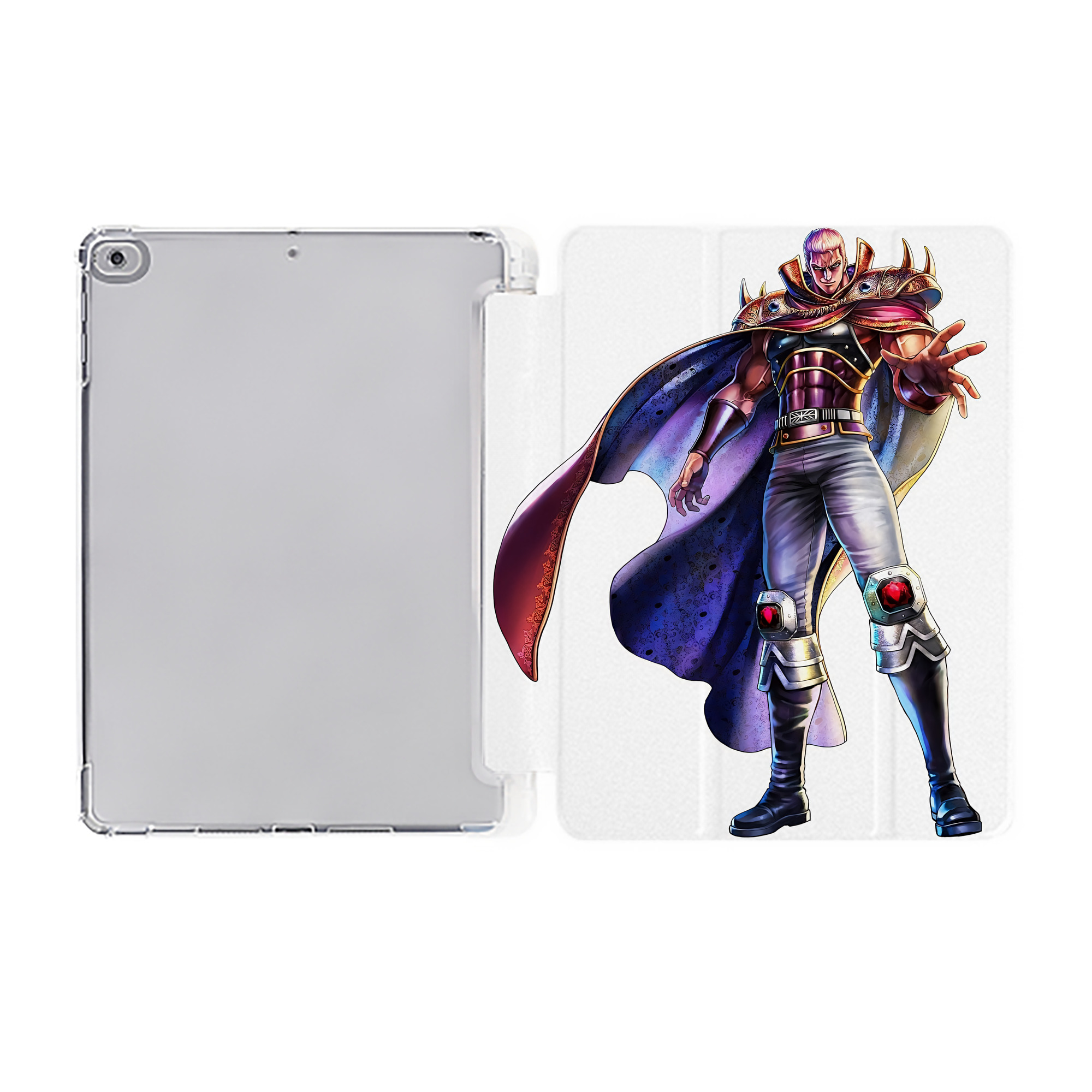 （画像用） 北斗の拳 Fist of the North Star IPad ケース ペン収納付き 三つ折りスタンド PUレザー×シリコン 対応機種9.5/10.5/10.9インチ